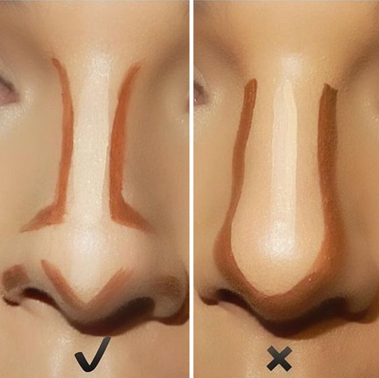 3 способа коррекции носа с помощью макияжа